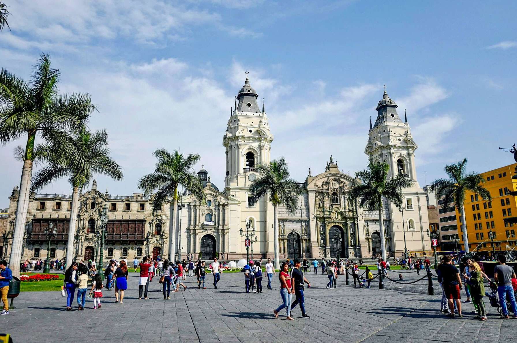 Plaza de Armas in Lima with the Cathedral and the Archbishop's Palace