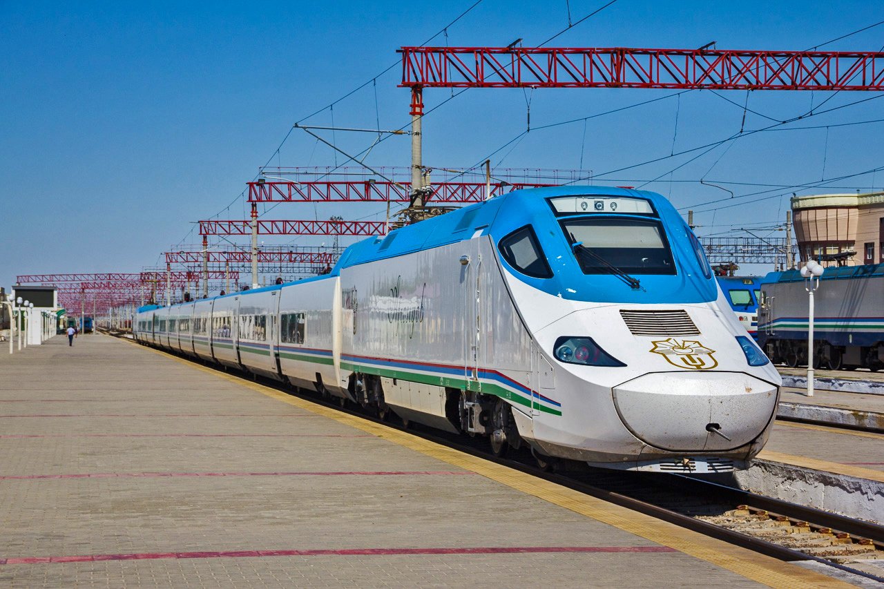 Afrosiyob high-speed train from Samarkand to Bukhara 